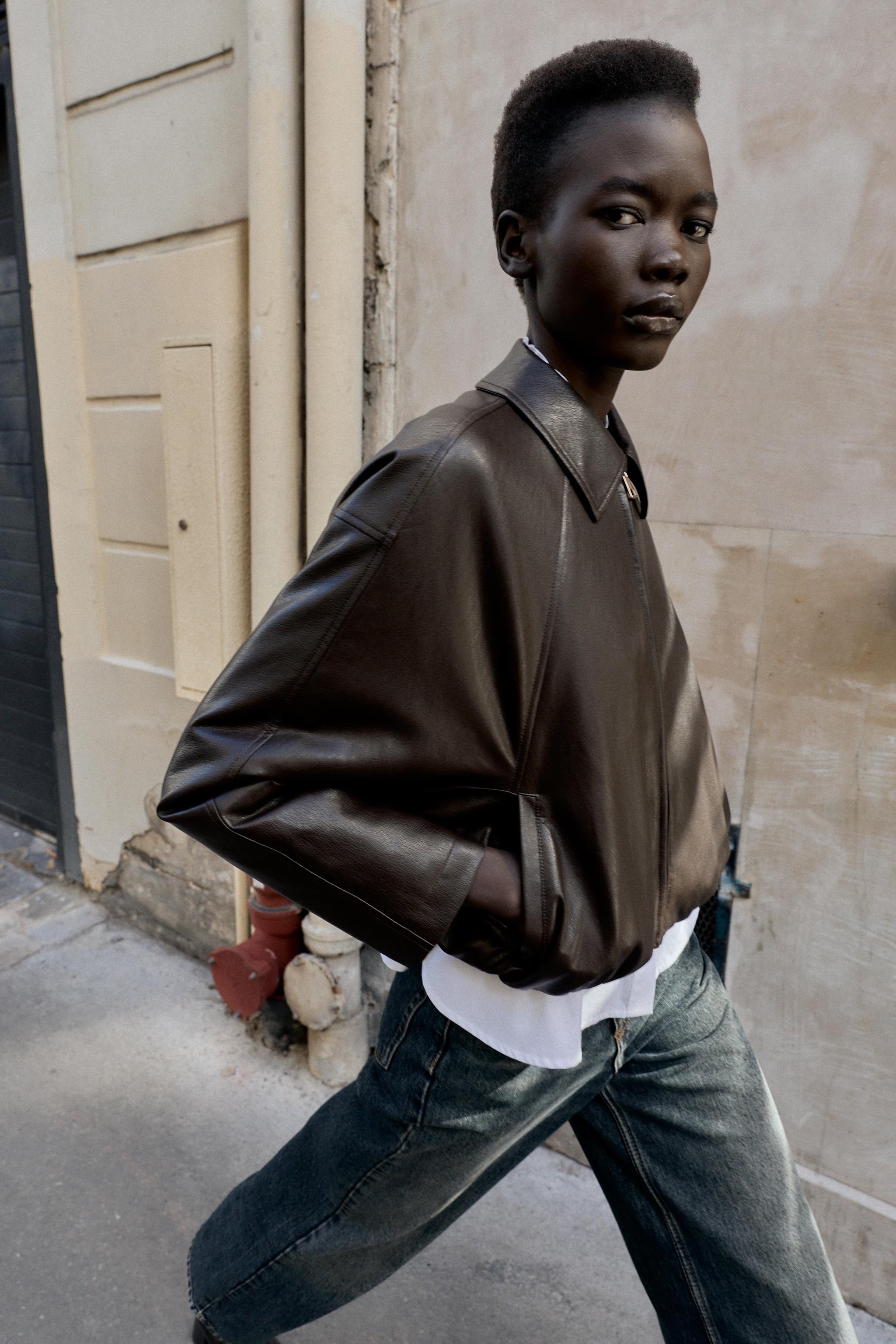 FAUX LEATHER BOMBER JACKET